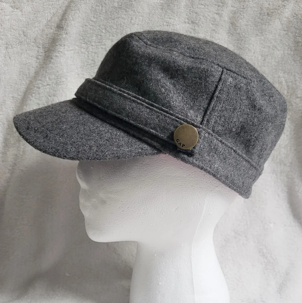Vintage Gap Y2K 2009 Hat Cap Womens S / M Gray Wool Blend Newsboys Fitted Grunge